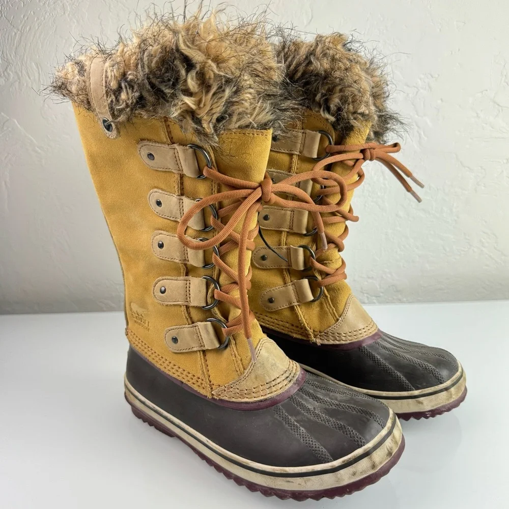Sorel Boots Joan of Arctic Winter Snow Tan Beige Waterproof Leather Lined
